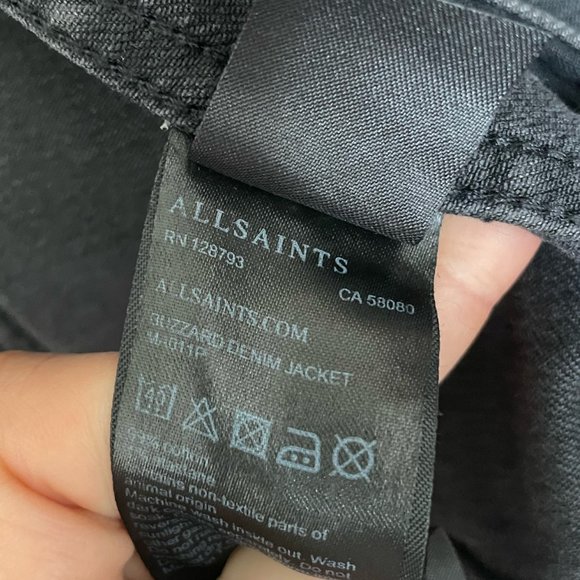 AllSaints Buzzard Black Denim Jacket - Picture 3 of 4